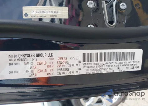 2014 Jeep Compass Limited из США, поврежденный, VIN 1C4NJDCB3ED705057